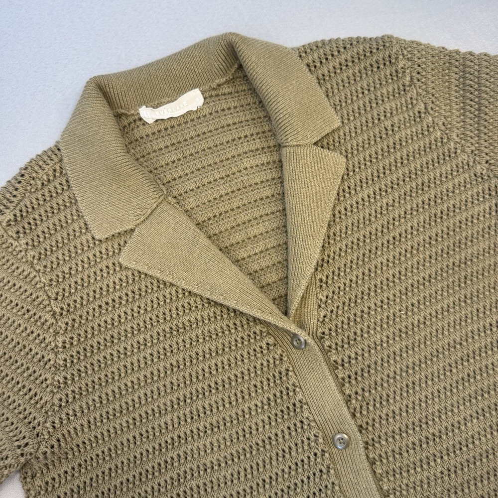 Everlane Organic Cotton Short Sleeve Classic Loose Knit Olive Green Sweater Sz S